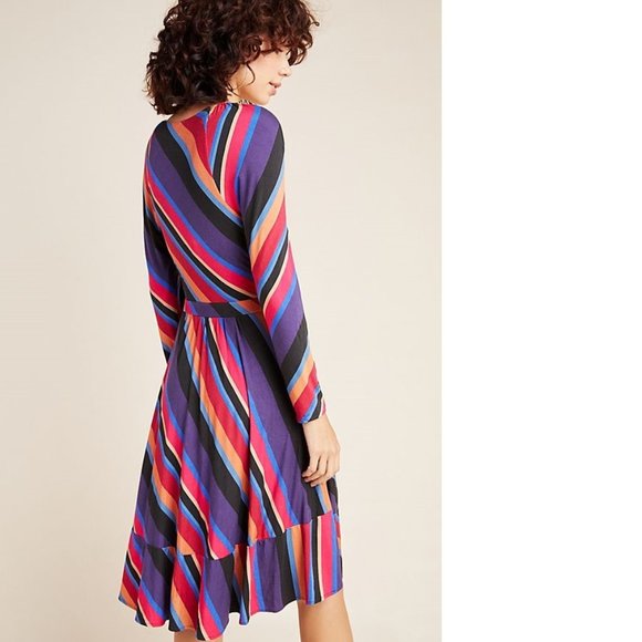 Anthropologie Angelique Wrap Striped Mini Dress - Picture 2 of 7